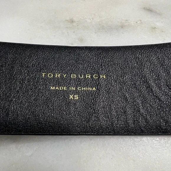 Tory Burch Eleanor 1.5” Black Leather Logo Belt - Picture 5 of 8